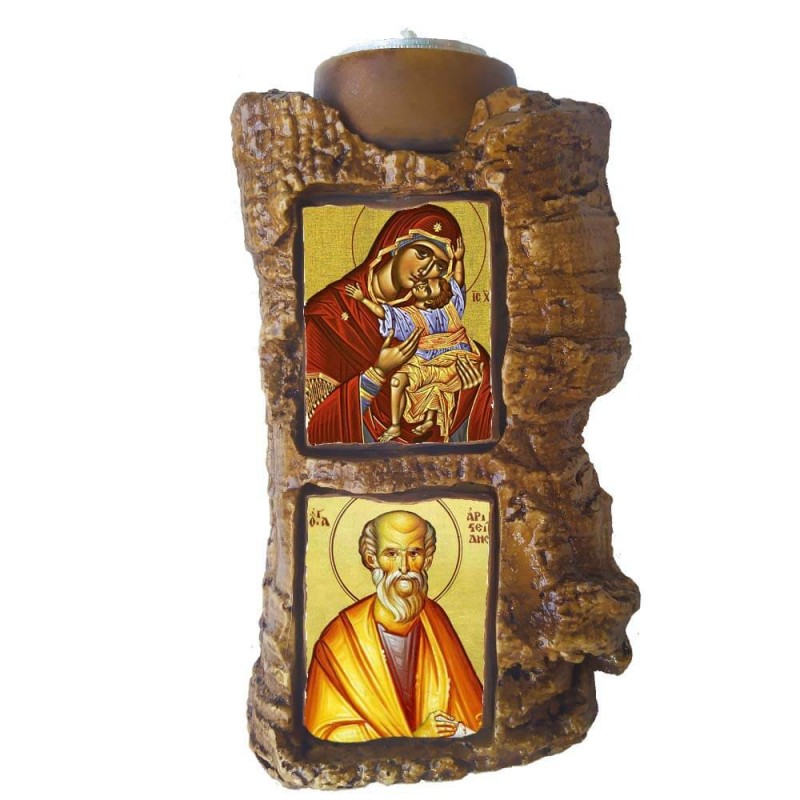 ΠΑΝΑΓΙΑ ΓΛΥΚΟΦΙΛΟΥΣΑ & ΑΓΙΟΣ ΑΡΙΣΤΕΙΔΗΣ - Πέτρινο Επιτραπέζιο Δίπτυχο Ρεσώ