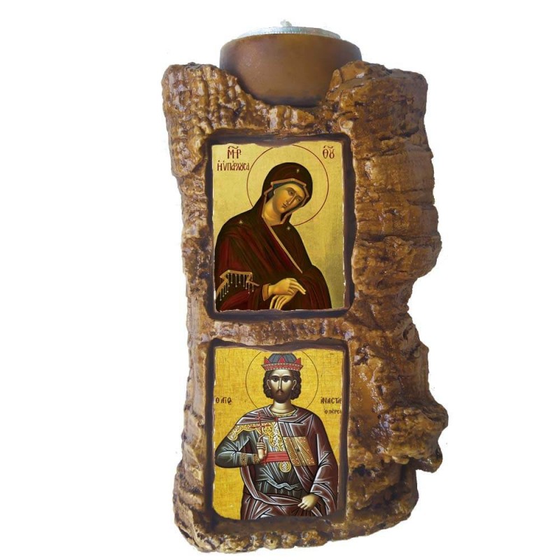 ΠΑΝΑΓΙΑ ΥΠΑΡΧΟΥΣΑΣ & ΑΓΙΟΣ ΑΝΑΣΤΑΣΙΟΣ - Πέτρινο Επιτραπέζιο Δίπτυχο Ρεσώ