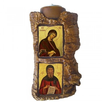 ΠΑΝΑΓΙΑ ΥΠΑΡΧΟΥΣΑΣ & ΑΓΙΟΣ ΑΝΤΩΝΙΟΣ - Πέτρινο Επιτραπέζιο Δίπτυχο Ρεσώ