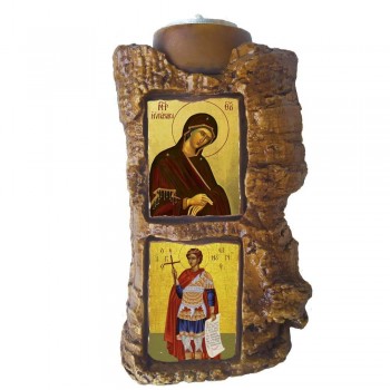 ΠΑΝΑΓΙΑ ΥΠΑΡΧΟΥΣΑΣ & ΑΓΙΟΣ ΦΑΝΟΥΡΙΟΣ - Πέτρινο Επιτραπέζιο Δίπτυχο Ρεσώ