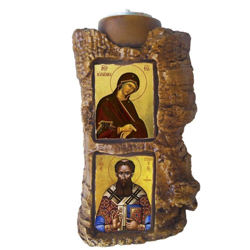 ΠΑΝΑΓΙΑ ΥΠΑΡΧΟΥΣΑΣ & ΑΓΙΟΣ ΓΡΗΓΟΡΙΟΣ - Πέτρινο Επιτραπέζιο Δίπτυχο Ρεσώ