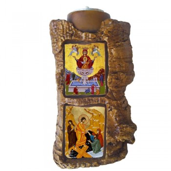 ΖΩΟΔΟΧΟΣ ΠΗΓΗ & ΑΝΑΣΤΑΣΗ ΧΡΙΣΤΟΥ - Πέτρινο Επιτραπέζιο Δίπτυχο Ρεσώ