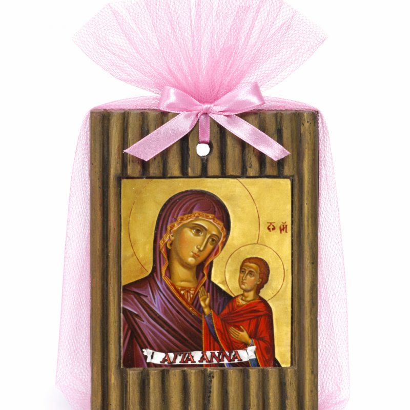 ΑΓΙΑ ΑΝΝΑ - Ριγέ Κεραμική Εικονίτσα 