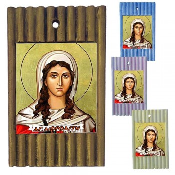 ΑΓΙΑ ΑΦΡΟΔΙΤΗ - Ριγέ Κεραμική Εικονίτσα 