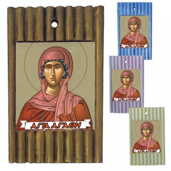 ΑΓΙΑ ΑΓΑΘΗ - Ριγέ Κεραμική Εικονίτσα 