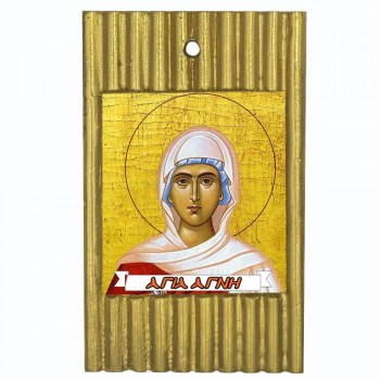 ΑΓΙΑ ΑΓΝΗ - Ριγέ Κεραμική Εικονίτσα 