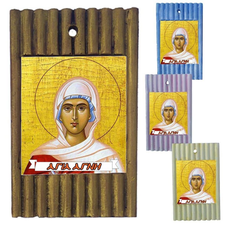 ΑΓΙΑ ΑΓΝΗ - Ριγέ Κεραμική Εικονίτσα 