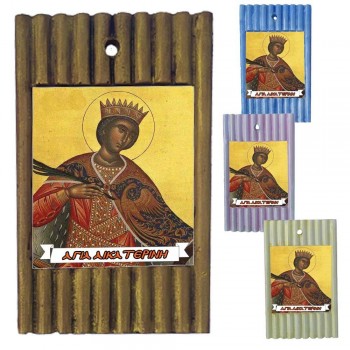 ΑΓΙΑ ΑΙΚΑΤΕΡΙΝΗ - Ριγέ Κεραμική Εικονίτσα 