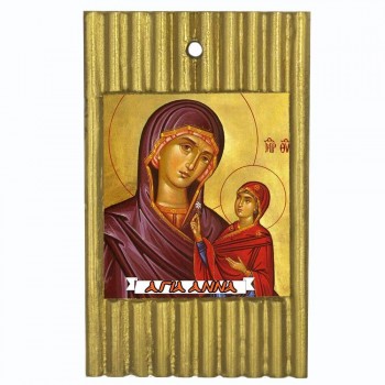 ΑΓΙΑ ΑΝΝΑ - Ριγέ Κεραμική Εικονίτσα 