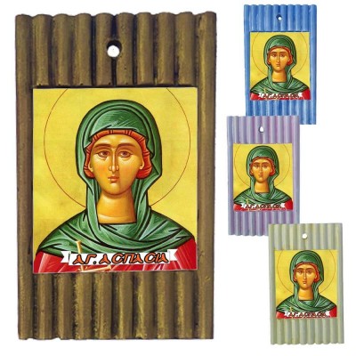 ΑΓΙΑ ΑΣΠΑΣΙΑ - Ριγέ Κεραμική Εικονίτσα 