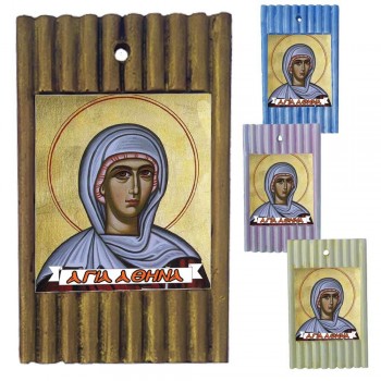 ΑΓΙΑ ΑΘΗΝΑ - Ριγέ Κεραμική Εικονίτσα 