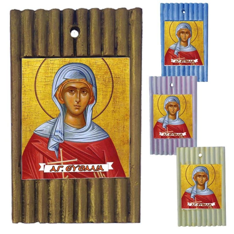 ΑΓΙΑ ΕΥΘΑΛΙΑ - Ριγέ Κεραμική Εικονίτσα 