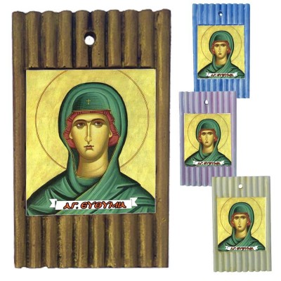 ΑΓΙΑ ΕΥΘΥΜΙΑ - Ριγέ Κεραμική Εικονίτσα 