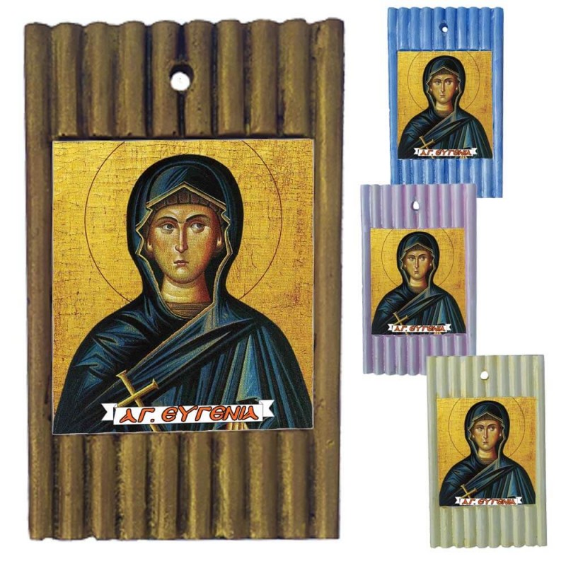 ΑΓΙΑ ΕΥΓΕΝΙΑ - Ριγέ Κεραμική Εικονίτσα 