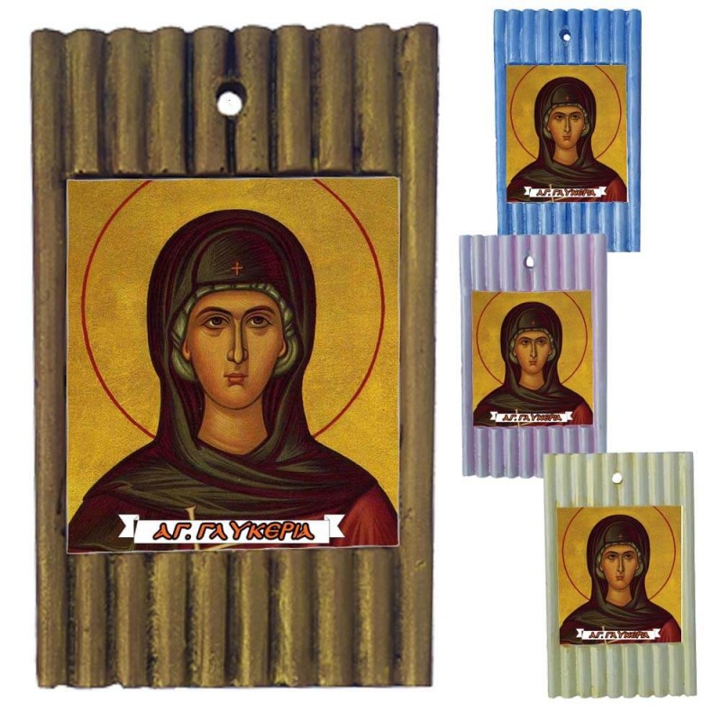 ΑΓΙΑ ΓΛΥΚΕΡΙΑ - Ριγέ Κεραμική Εικονίτσα 