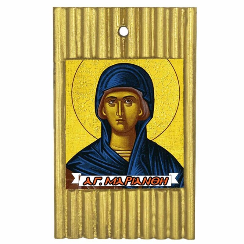 ΑΓΙΑ ΜΑΡΙΑΝΘΗ - Ριγέ Κεραμική Εικονίτσα 