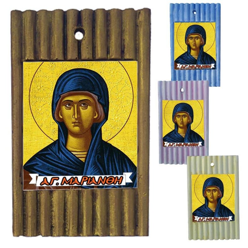 ΑΓΙΑ ΜΑΡΙΑΝΘΗ - Ριγέ Κεραμική Εικονίτσα 