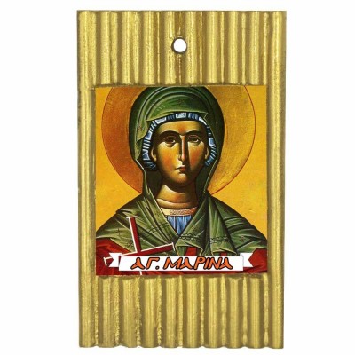 ΑΓΙΑ ΜΑΡΙΝΑ - Ριγέ Κεραμική Εικονίτσα 