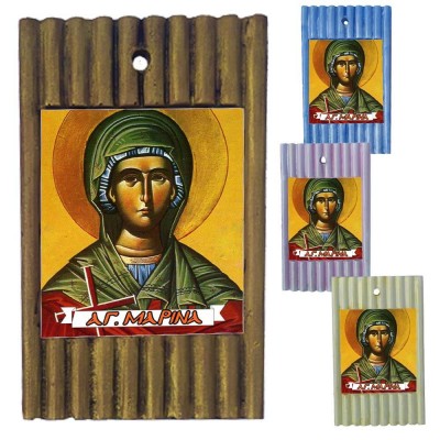 ΑΓΙΑ ΜΑΡΙΝΑ - Ριγέ Κεραμική Εικονίτσα 