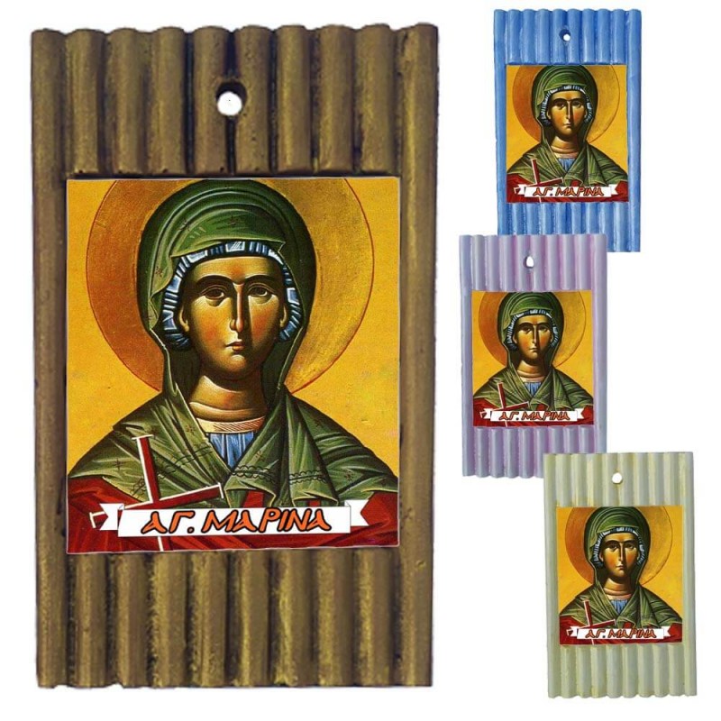 ΑΓΙΑ ΜΑΡΙΝΑ - Ριγέ Κεραμική Εικονίτσα 