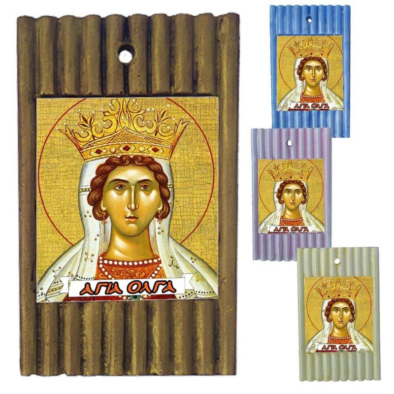 ΑΓΙΑ ΟΛΓΑ - Ριγέ Κεραμική Εικονίτσα 