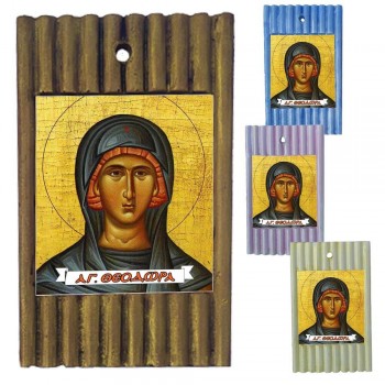 ΑΓΙΑ ΘΕΟΔΩΡΑ - Ριγέ Κεραμική Εικονίτσα 