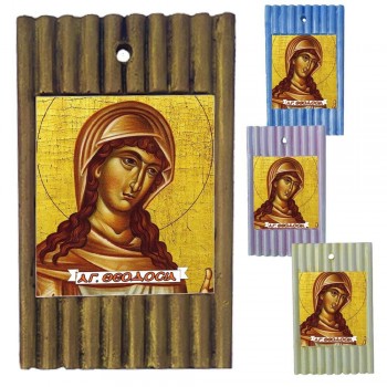 ΑΓΙΑ ΘΕΟΔΟΣΙΑ - Ριγέ Κεραμική Εικονίτσα 