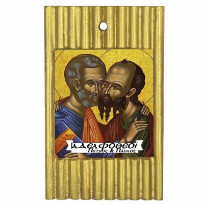 ΑΓΙΟΙ ΠΕΤΡΟΣ & ΠΑΥΛΟΣ - Ριγέ Κεραμική Εικονίτσα 