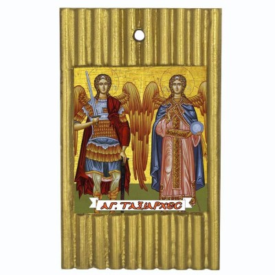ΑΓΙΟΙ ΤΑΞΙΑΡΧΕΣ - Ριγέ Κεραμική Εικονίτσα 
