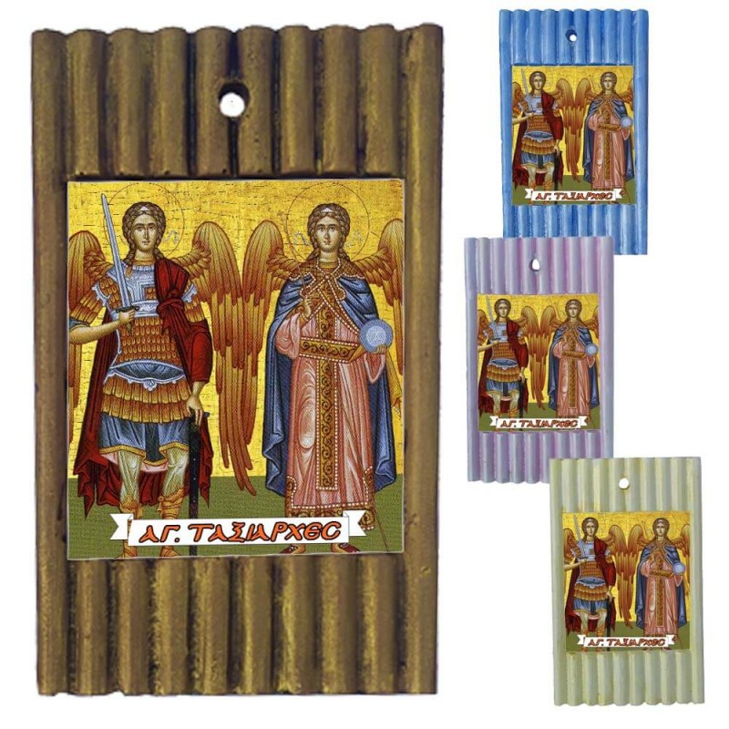 ΑΓΙΟΙ ΤΑΞΙΑΡΧΕΣ - Ριγέ Κεραμική Εικονίτσα 