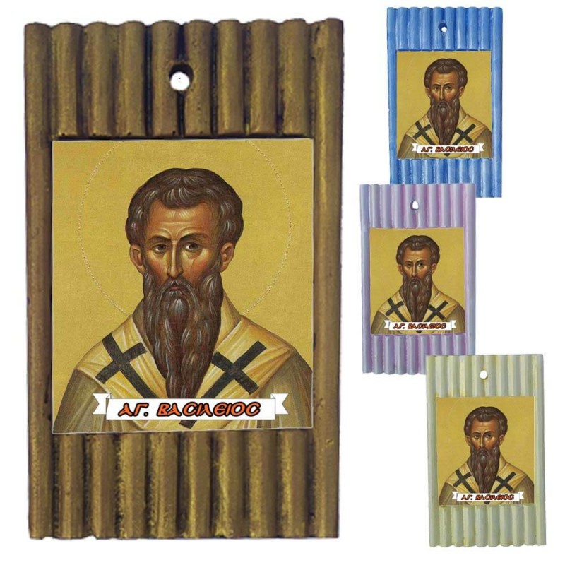 ΑΓΙΟΣ ΒΑΣΙΛΕΙΟΣ - Ριγέ Κεραμική Εικονίτσα 