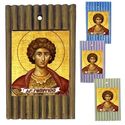 ΑΓΙΟΣ ΓΕΩΡΓΙΟΣ - Ριγέ Κεραμική Εικονίτσα 