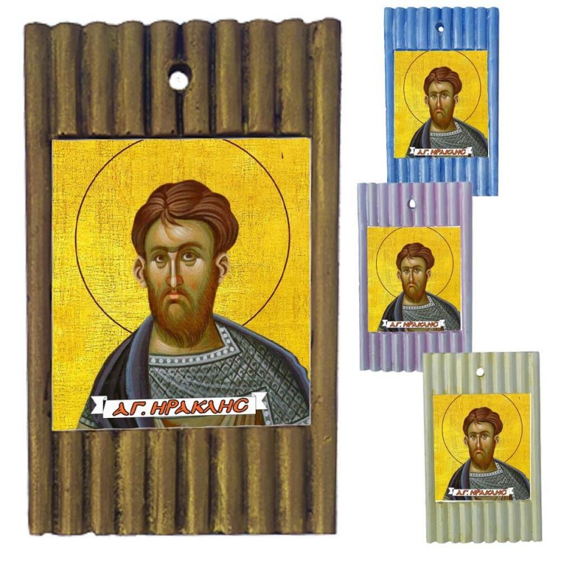 ΑΓΙΟΣ ΗΡΑΚΛΗΣ - Ριγέ Κεραμική Εικονίτσα 