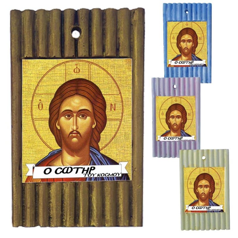 ΙΗΣΟΥΣ ΧΡΙΣΤΟΣ - Ριγέ Κεραμική Εικονίτσα