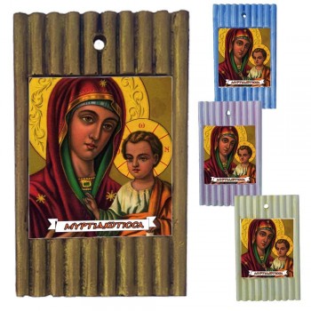 ΠΑΝΑΓΙΑ ΜΥΡΤΙΔΙΩΤΙΣΣΑ - Ριγέ Κεραμική Εικονίτσα