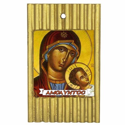 ΠΑΝΑΓΙΑ  ΑΜΟΛΥΝΤΟΣ - Ριγέ Κεραμική Εικονίτσα