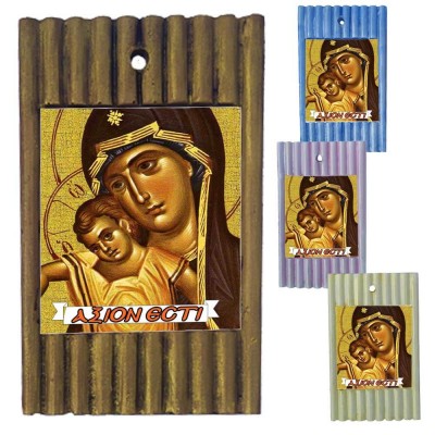 ΠΑΝΑΓΙΑ  ΑΞΙΟΝ ΕΣΤΙ - Ριγέ Κεραμική Εικονίτσα