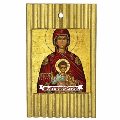 ΠΑΝΑΓΙΑ  ΕΛΕΥΘΕΡΩΤΡΙΑ - Ριγέ Κεραμική Εικονίτσα