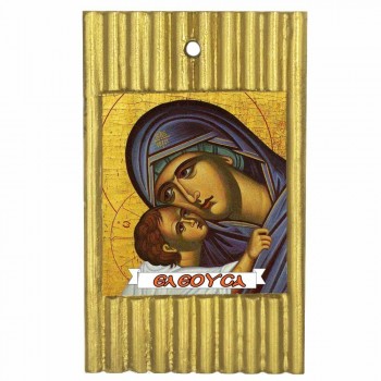 ΠΑΝΑΓΙΑ  ΕΛΕΟΥΣΑ - Ριγέ Κεραμική Εικονίτσα