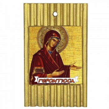 ΠΑΝΑΓΙΑ  ΓΕΡΟΝΤΙΣΣΑ - Ριγέ Κεραμική Εικονίτσα