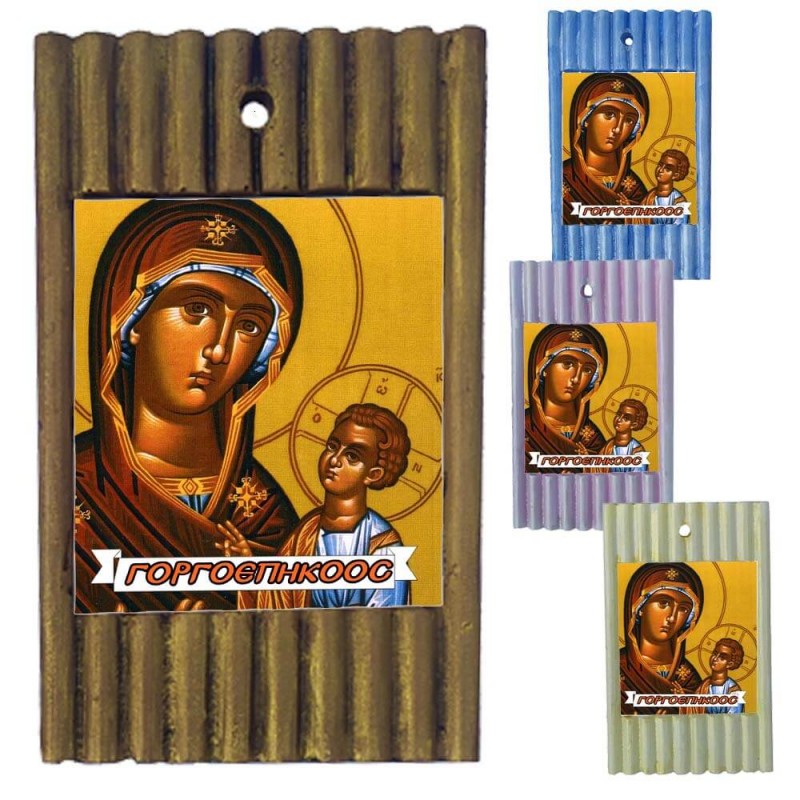 ΠΑΝΑΓΙΑ  ΓΟΡΓΟΥΠΗΚΟΟΣ - Ριγέ Κεραμική Εικονίτσα