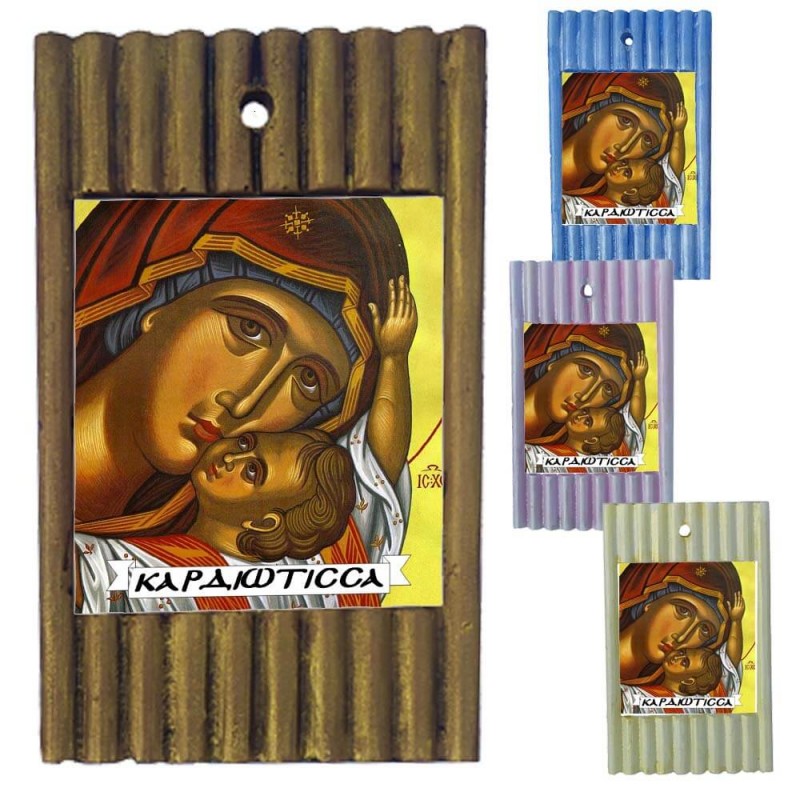 ΠΑΝΑΓΙΑ  ΚΑΡΔΙΩΤΙΣΣΑ - Ριγέ Κεραμική Εικονίτσα