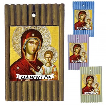 ΠΑΝΑΓΙΑ ΟΔΗΓΗΤΡΙΑ - Ριγέ Κεραμική Εικονίτσα