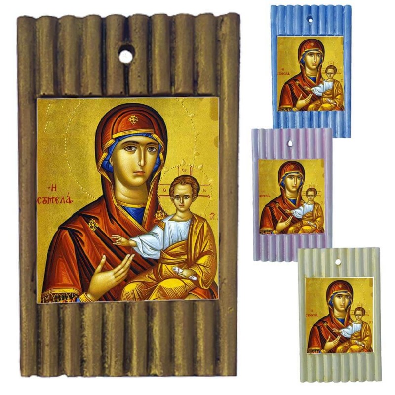 ΠΑΝΑΓΙΑ ΣΟΥΜΕΛΑ - Ριγέ Κεραμική Εικονίτσα