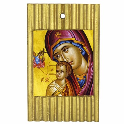 ΠΑΝΑΓΙΑ ΤΟΥ ΠΑΘΟΥΣ - Ριγέ Κεραμική Εικονίτσα