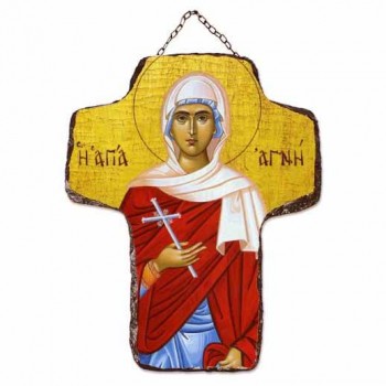 ΑΓΙΑ ΑΓΝΗ - Κεραμικός Σταυρός Τοίχου 21cm
