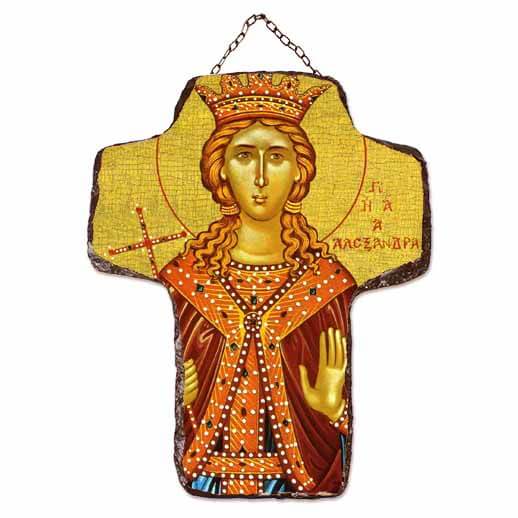 ΑΓΙΑ ΑΛΕΞΑΝΔΡΑ - Κεραμικός Σταυρός Τοίχου 21cm