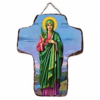 ΑΓΙΑ ΕΙΡΗΝΗ - Κεραμικός Σταυρός Τοίχου 21cm
