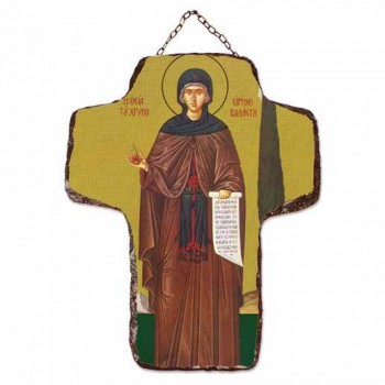ΑΓΙΑ ΕΙΡΗΝΗ ΧΡΥΣΟΒΑΛΑΝΤΟΥ - Κεραμικός Σταυρός Τοίχου 21cm