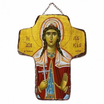 ΑΓΙΑ ΛΟΥΚΙΑ - Κεραμικός Σταυρός Τοίχου 21cm